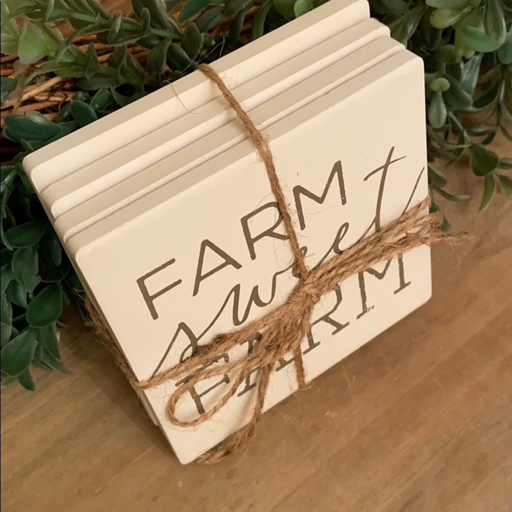 Last 1❗️Farmhouse Farm Sweet Farm Coaster Set - Picture 2 of 4